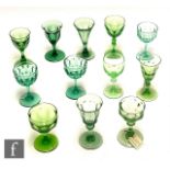 A collection of 19th Century drinking glasses with slice cut and printie polished decoration with