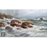 ENGLISH SCHOOL (LATE 19TH CENTURY) - A rocky coastline with breaking waves', oil on canvas, signed