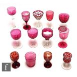 A collection of 19th Century and later drinking glasses in clear crystal and ruby to include