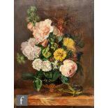 FOLLOWER OF HENRI FANTIN LATOUR (1836 1904) - 'Roses and other blooms in a vase, oil on panel,