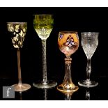 A small group of late 19th to early 20th Century liqueur glasses to include a polished intaglio