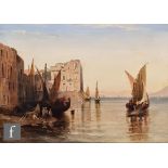 CIRCLE OF WILLIAM LINTON (1791-1876) - Fishing boats in the Bay of Naples, oil on canvas, bears