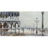 ITALIAN SCHOOL (MID 20TH CENTURY) - St. Mark's Square, Venice on a rainy day, watercolour, bears
