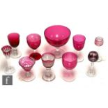 A collection of 19th Century and later drinking glasses in ruby and clear crystal to include