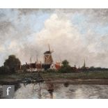 WILLIAM PADGETT (1851?1904) - Dutch river landscape with windmill, oil on board, signed, framed,