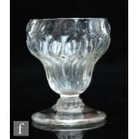 An 18th Century monteith or bonnet glass, circa 1760, the double ogee bowl with honeycomb moulding