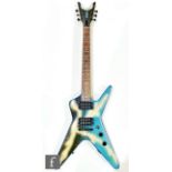 A Dean Dimebag Darrell Lightning Bolt Baby ML guitar, with blue lightening bolt finish, the 3/4 size