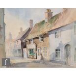 RON THORNE, FRSA (LATE 20TH CENTURY) - A village street scene, watercolour, signed, inscribed with