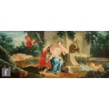MANNER OF JEAN HONORE FRAGONARD - An amorous couple in a garden, oil on canvas, framed, 42cm x 97cm,