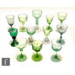 A collection of 19th Century and later drinking glasses with slice cut, moulded and plain bowls