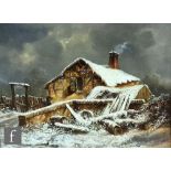 ENGLISH SCHOOL (EARLY 19TH CENTURY) - A thatched farmhouse in winter, oil on canvas, signed