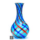 F & M Ballarin - A later 20th Century Italian Murano glass vase in the Filigrana design of globe and