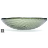 Unknown - A mid 20th Century continental glass bowl, with battuto decoration all in a smoky grey,