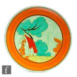 Clarice Cliff - Red Roofs Cafe au Lait - A large 13 inch dish form wall plaque circa 1932, hand
