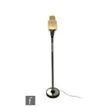 Unknown - An Art Deco floor standing torchere rod lamp, the circular mirrored and ebonised base