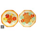 Clarice Cliff - Nasturtium - A large octagonal plate circa 1933, hand painted with stylised