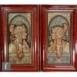 After Alphonse Mucha - A pair of mixed metal sectional wall panels, each modelled in high relief