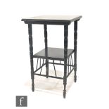 Attributed to Morris & Co - Liberty - An ebonised side table of square form, raised to turned