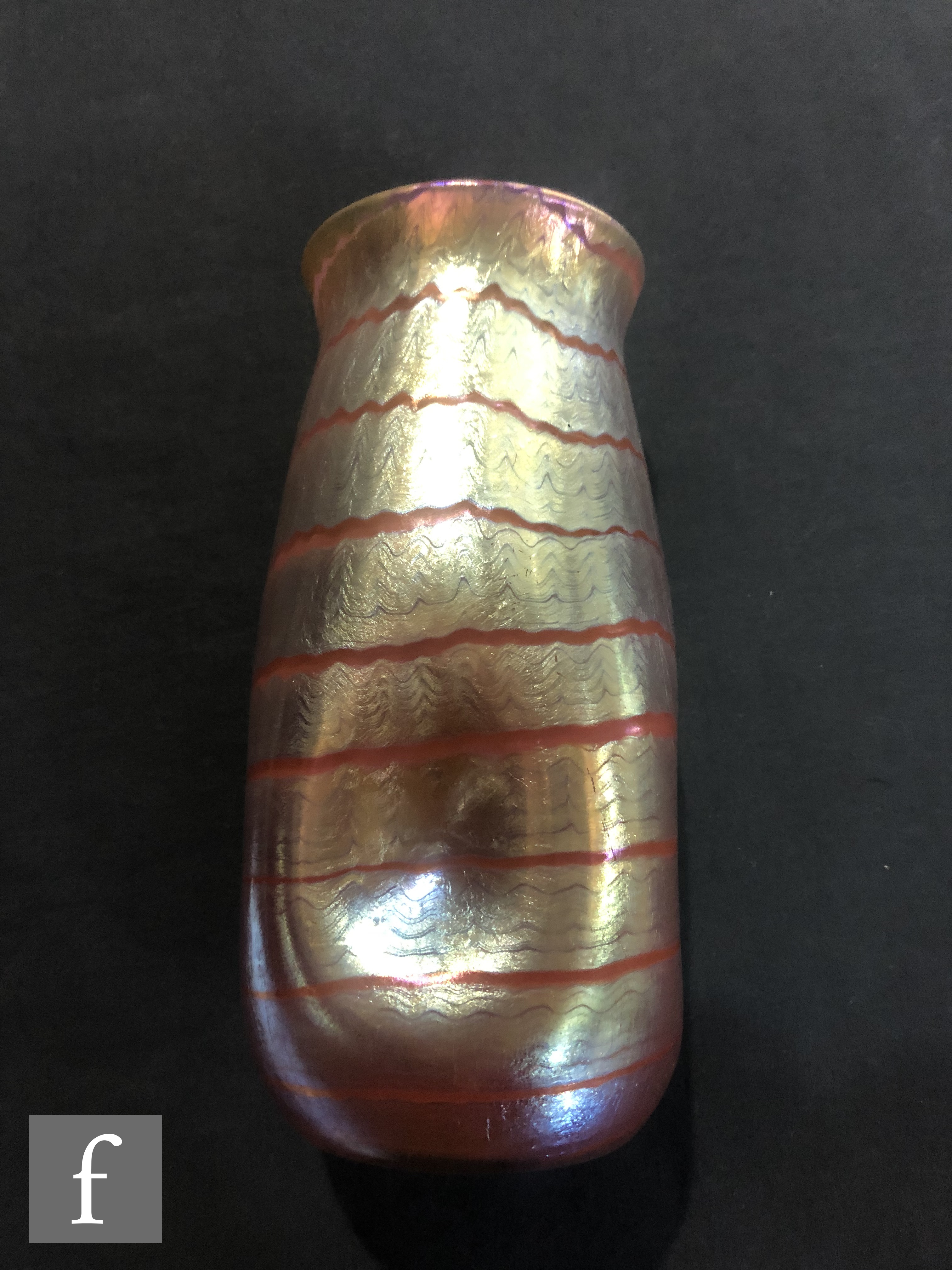 Loetz - A Phaenomen Genre glass vase, circa 1907, PG 5301, the dimpled cylinder form with everted - Image 3 of 8
