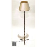 Attributed to Jacques Adnet - A bronze bamboo effect floor or standard lamp raised to a conforming