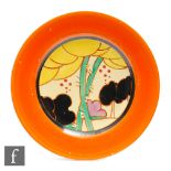 Clarice Cliff - Summerhouse - A circular side plate circa 1932, hand painted with a stylised tree