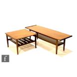 Unknown - A group of two unlabelled teak coffee tables, to include a rectangular table with under-