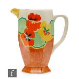Clarice Cliff - Nasturtium - A large Athens shape water jug circa 1932, hand painted with a band