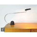 Unknown - A 1970s Italian desk lamp, the black domed base with red switch, with arched chrome arm