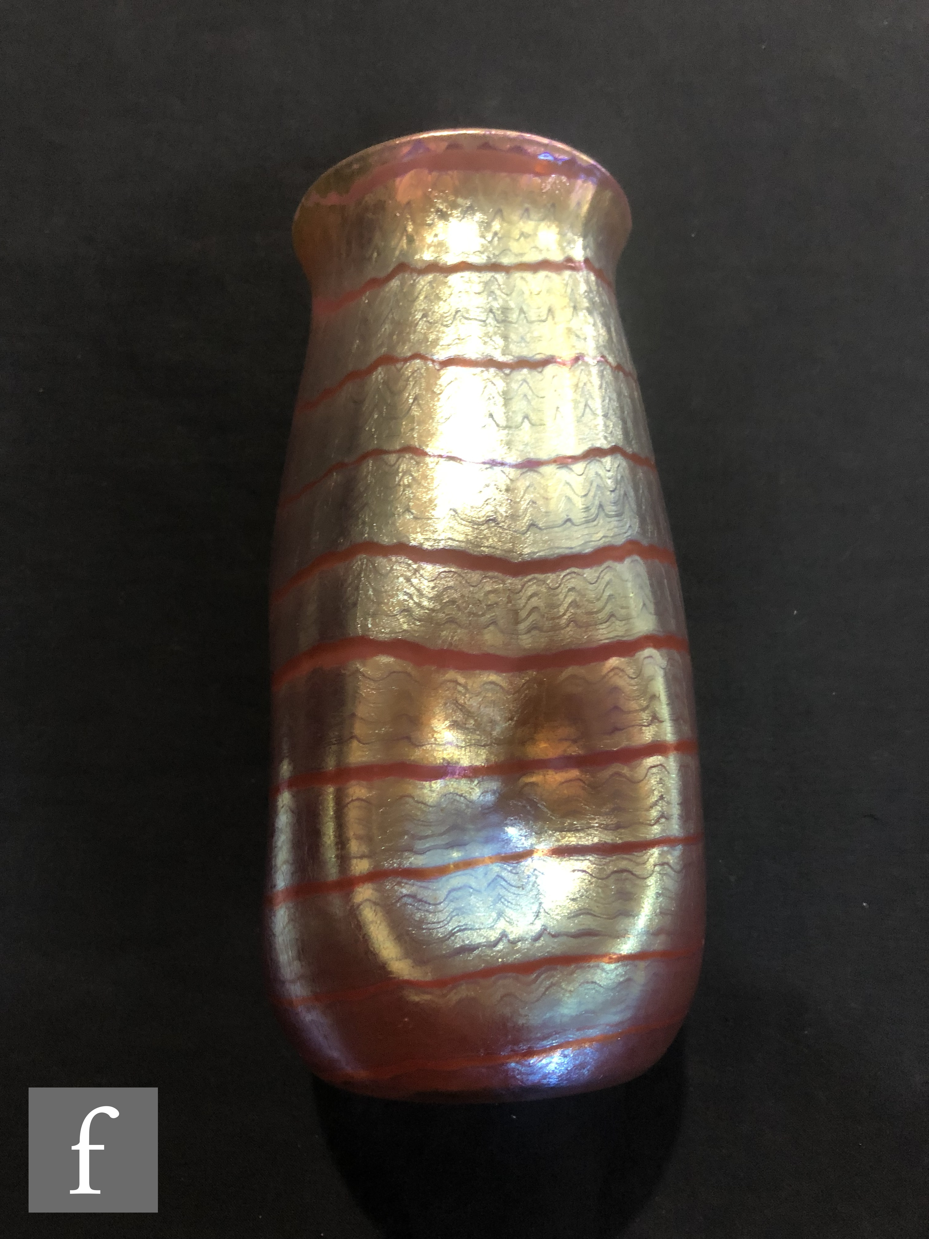 Loetz - A Phaenomen Genre glass vase, circa 1907, PG 5301, the dimpled cylinder form with everted - Image 4 of 8