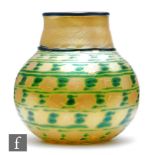 Lundberg Studios - A contemporary American glass basket vase, of compressed ovoid form and collar