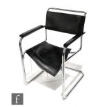 Attributed to Marcel Breuer - Thonet - A B34 side chair, with black painted beech armrests to the