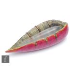 Professor Keith Cummings - A later 20th Century kiln cast glass tear drop form in tonal pink and