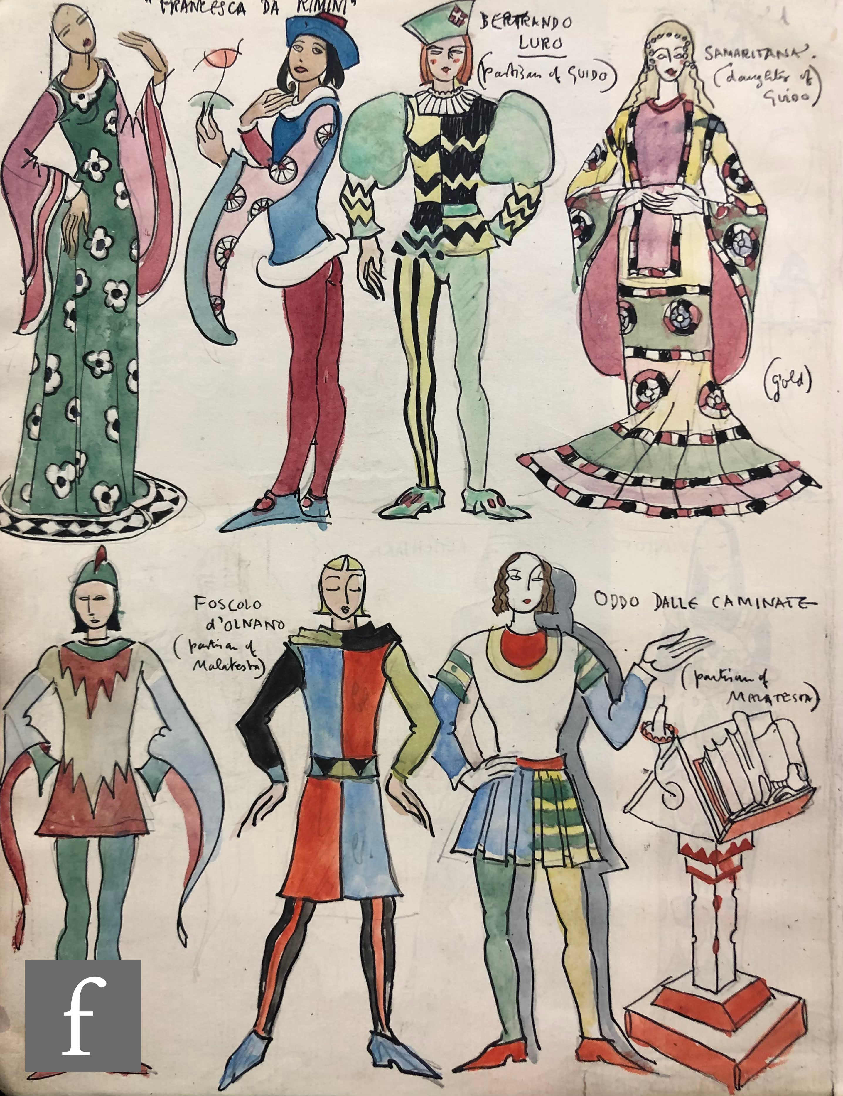 Albert Wainwright (1898-1943) - A sketch depicting costume designs for various female characters - Image 2 of 2