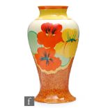 Clarice Cliff - Nasturtium - A small shape 14 Mei Ping vase circa 1932, hand painted with a band