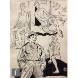 Albert Wainwright (1898-1943) - Departing Spring, a sketch depicting multiple male figures including