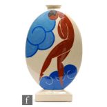 Simone Larrieu - A 1930s/1940s French Art Deco vase of flattened ovoid form decorated with a