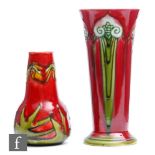 Minton Secessionist - Two early 20th Century vases, the first of footed flared form printed No.1,