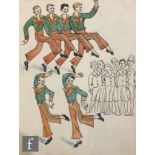 Albert Wainwright (1898-1943) - A sketch depicting a line of dancing boys in red and green costumes,