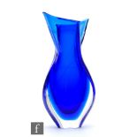 Unknown - A post war Italian Murano sommerso glass vase, of ovoid form with pulled winged neck,