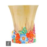 Clarice Cliff - My Garden - A shape 675 vase circa 1936, the base relief moulded with flowers and