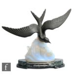 Unknown & Sabino - A French Art Deco lamp, modelled as a stylised cast metal seagull in flight above