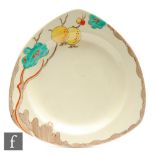 Clarice Cliff - Passion Fruit - A Trieste shape plate circa 1936, hand painted with a stylised