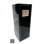 Lalique - A black lacquer pedestal display plinth, designed circa 1998, the front inset with a