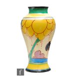 Clarice Cliff - Summerhouse - A shape 14 Mei Ping vase circa 1932, hand painted with a stylised