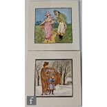 Walter Crane - Minton - A 9 inch tile decorated with a lady and gentleman 'Where are you going to,