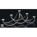 Georg Jensen - A steel framed Harmony five light candle table centre piece, of organic form, stamped