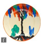 Clarice Cliff - Tree - A circular side plate hand painted in the Latona Tree design but on