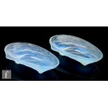 Sabino - A pair of 1930s Art Deco moulded glass dishes, modelled as oyster shells, all in a