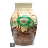 Clarice Cliff - Cabbage Flower - A 12 inch (Lotus size) Isis vase circa 1934, hand painted with