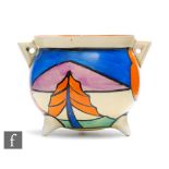 Clarice Cliff - Luxor - A small cauldron circa 1930, hand painted with a stylised landscape scene